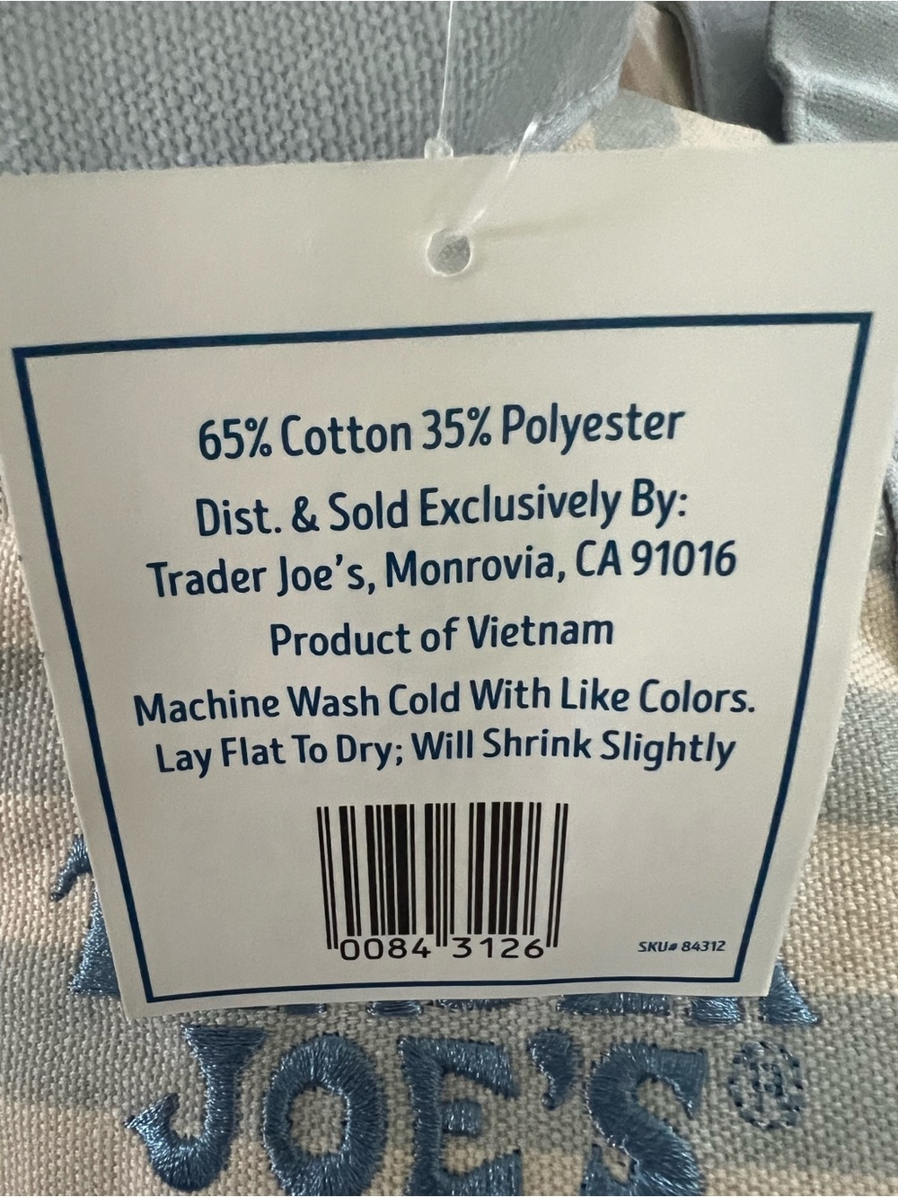 NWT Set of 2 TRADER JOE’s Striped Mini Canvas Tote Bags - Picture 4 of 4